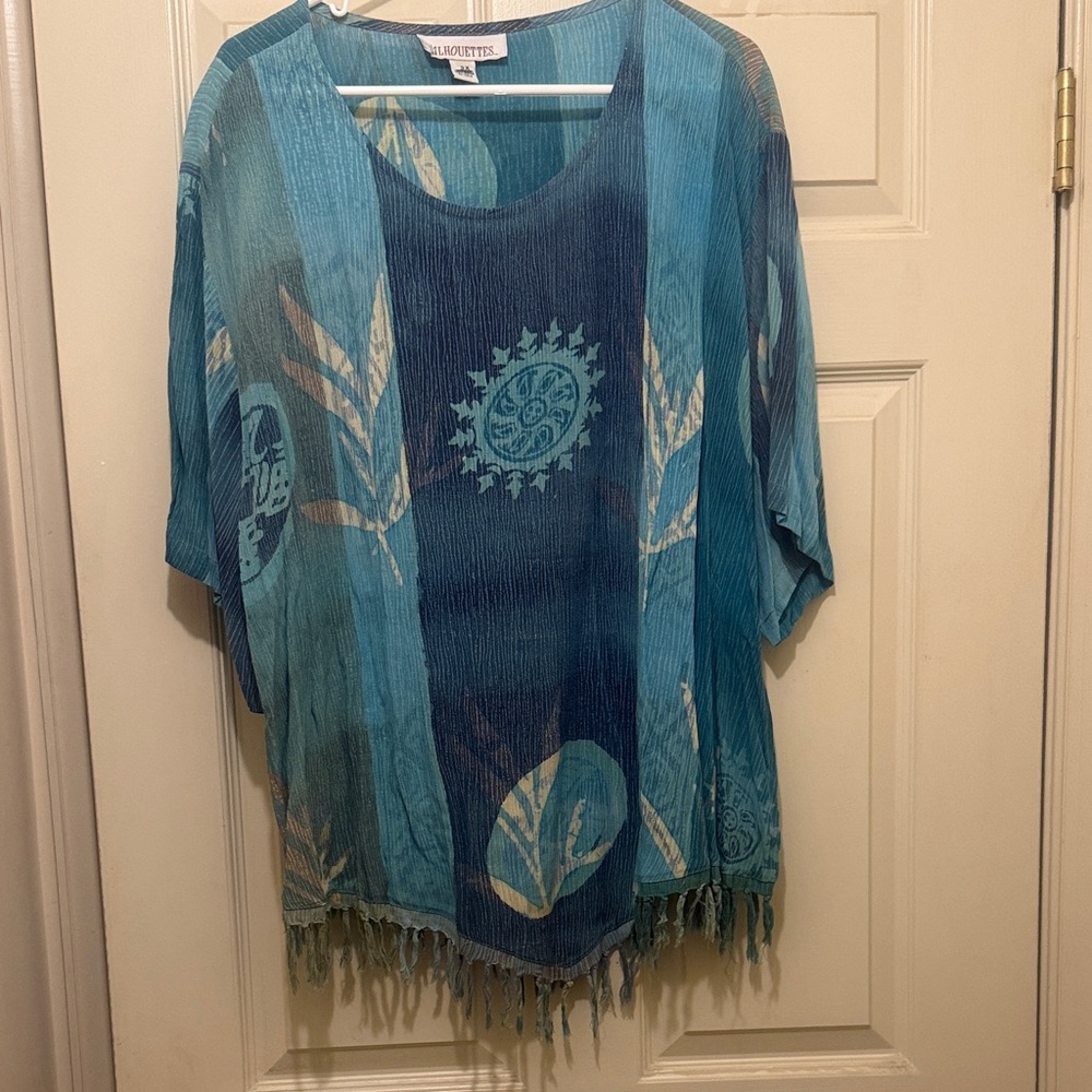Silhouette Blue and Teal Boho Tunic